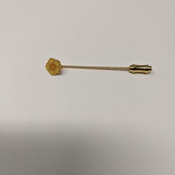 Yellow Enamel Flower Stick PIn - Picture 2 of 3